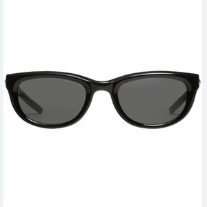Glossy Black Round Rectangular Cat Eye Frame Sunglasses